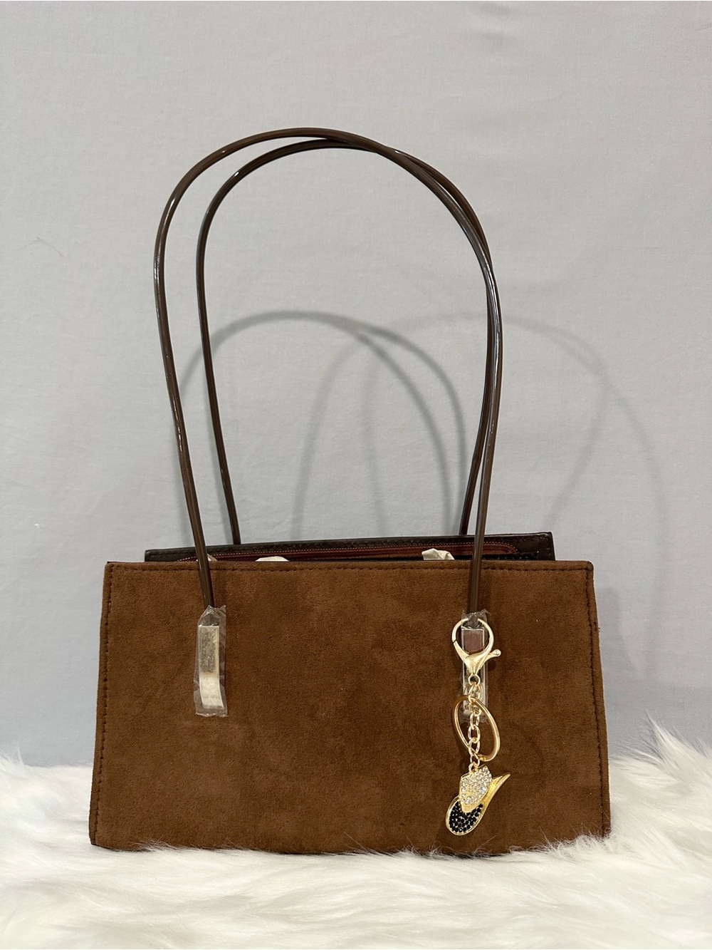 Western Style Brown Suede Handbag with Removable Cowboy Hat 🤠 Charm NWOT’S